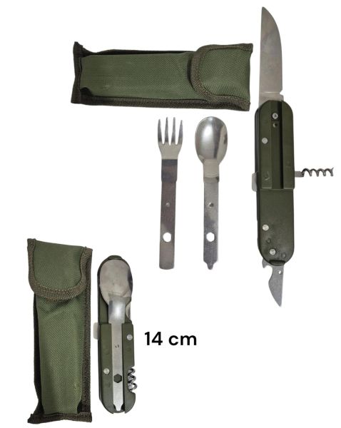 SET DE CAMPING CUCHARA,CUCHILLO, EN ESTUCHE VERDE KT0247