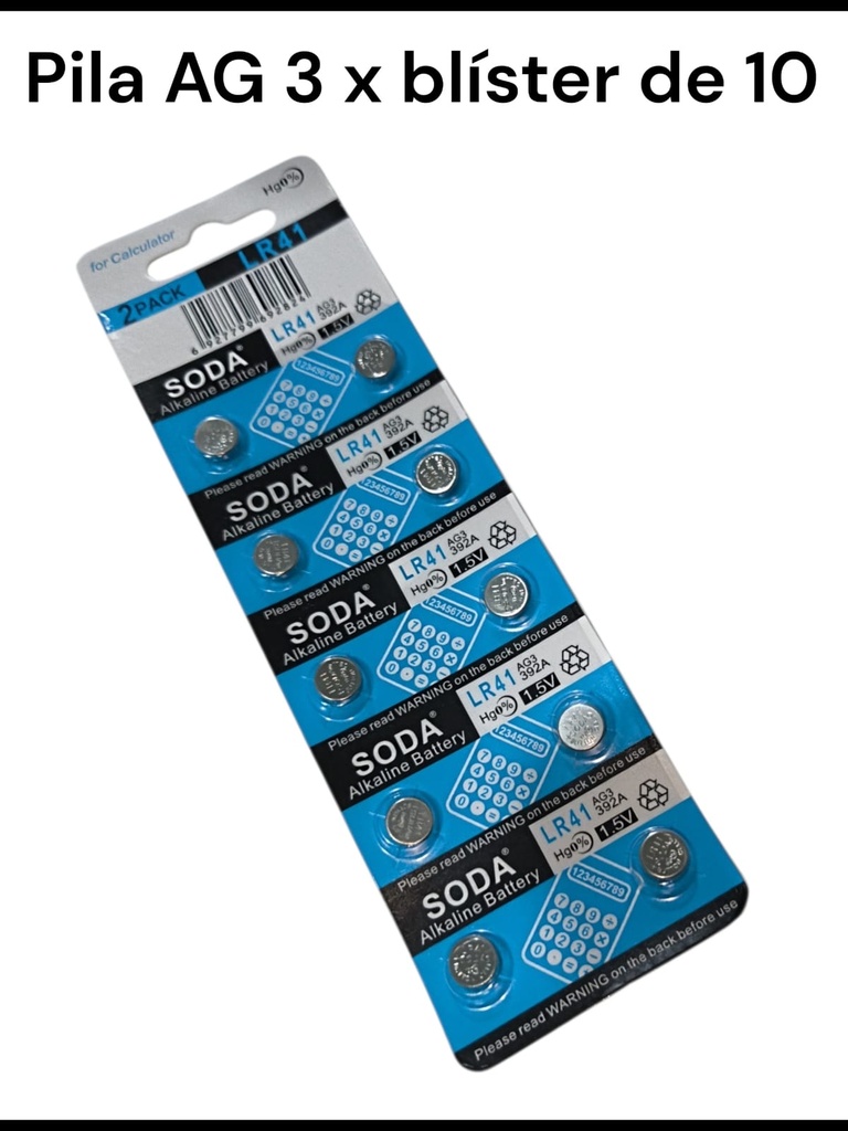 PILA RELOJ AG 3 / LR 41 SODA X 10
