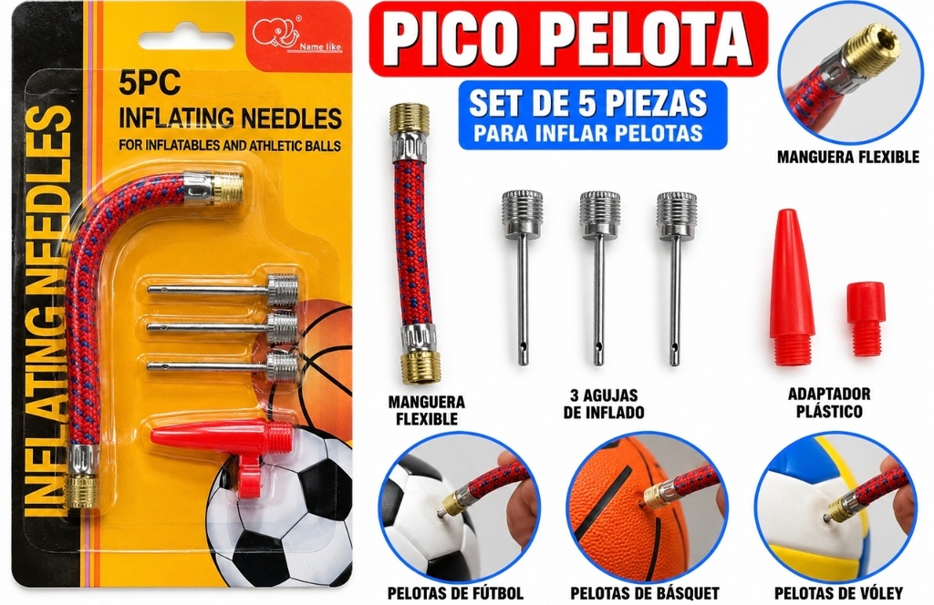 PICO PARA INFLADOR EN BLISTER 5 PIEZAS 60660