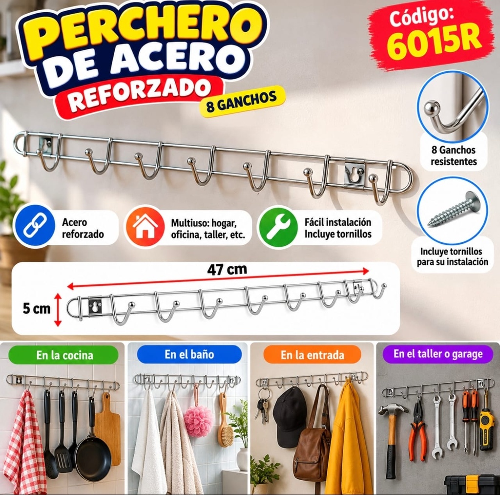 PERCHERO DE METAL 8 GANCHOS 6015R
