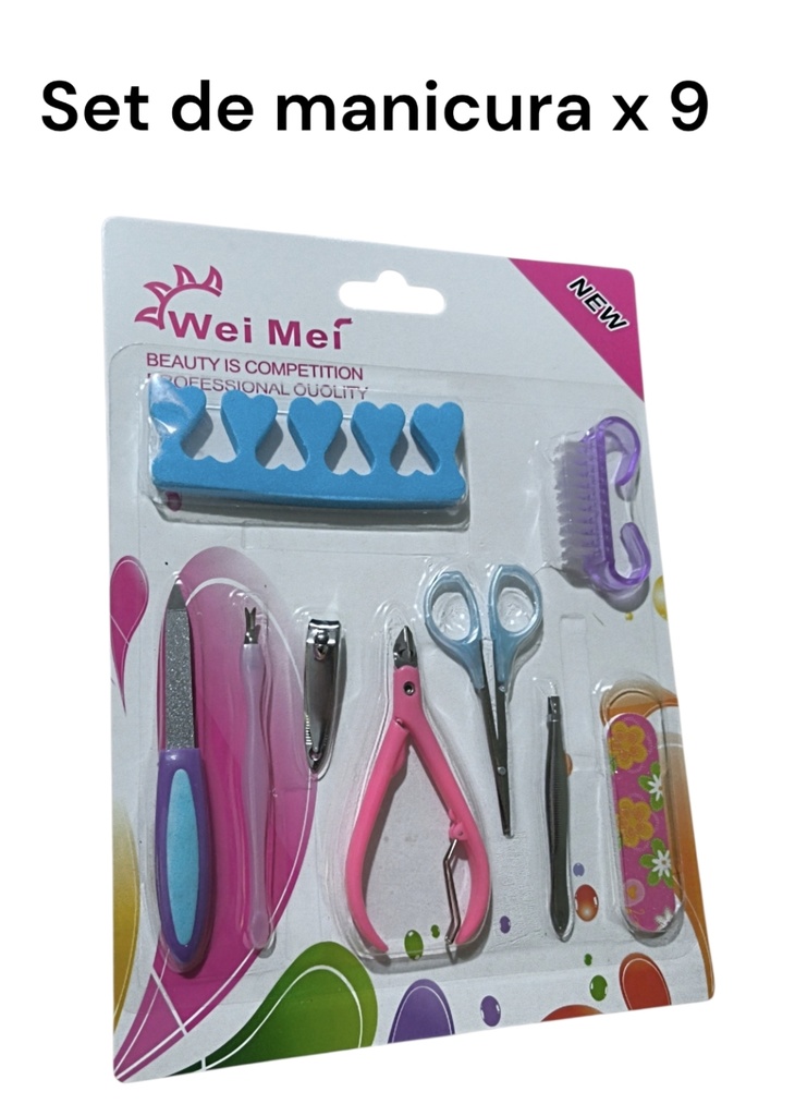 SET DE MANICURA 9 PIEZAS EN BLISTER WEI WEI IGB-108