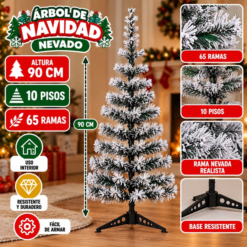 ARBOL NEVADO 90 CM BARILOCHE 90SN