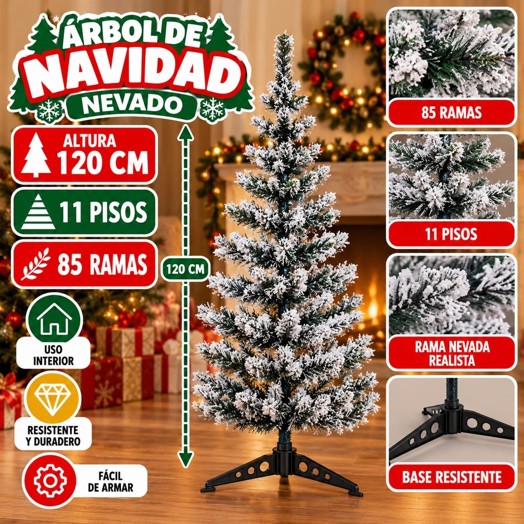ARBOL NEVADO 120 CM BARILOCHE 120SN
