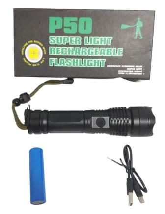 LINTERNA METAL RECARGABLE EN CAJA P50