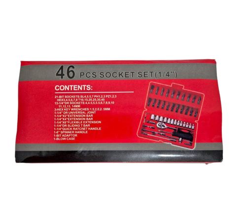 LLAVE TUBO 46 PCS EN CAJA ROJA 1046