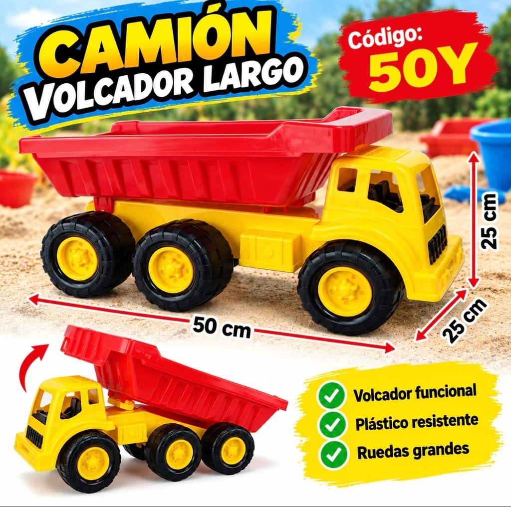 CAMION VOLCADOR LARGO EN RED YUYU 50X25CM 50Y