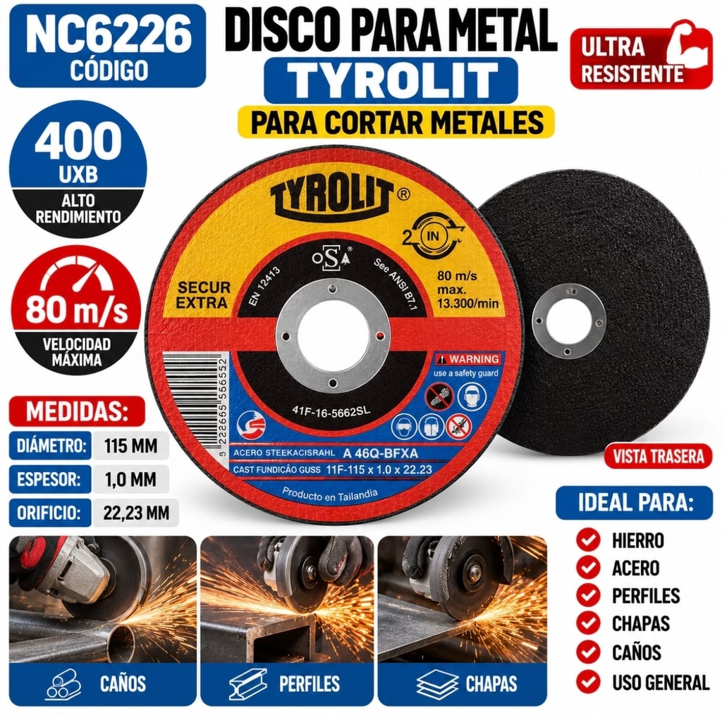 DISCO DE CORTE TYROLIT  NC6226
