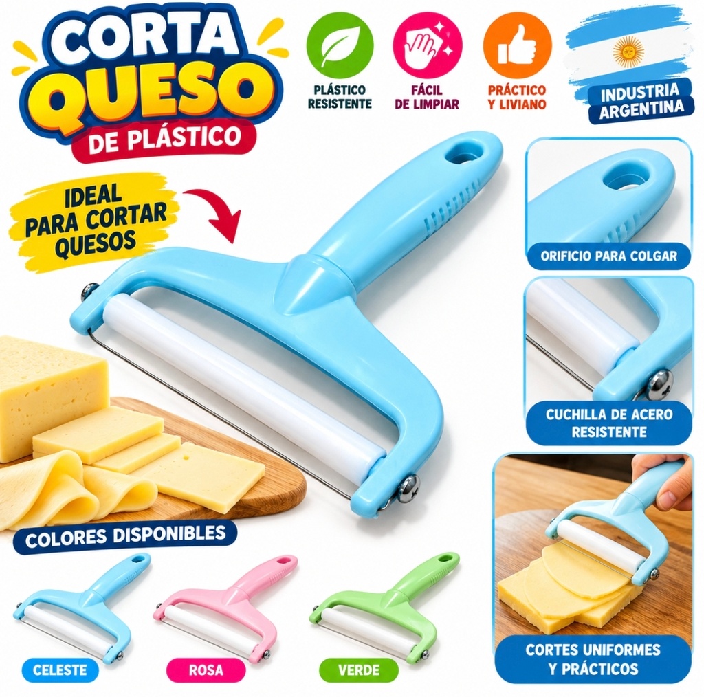 CORTA QUESO PLASTICO COLOR PASTEL NP DA326