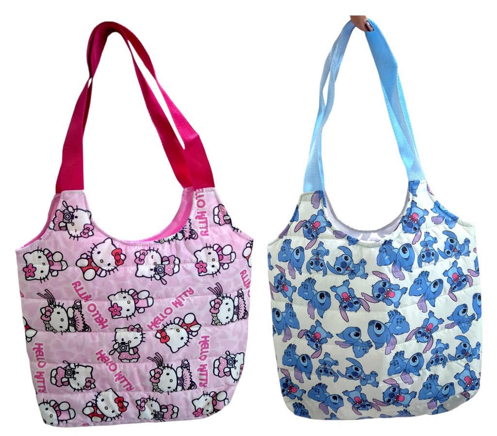 BOLSO PUFFER INFANTIL KITTY Y STICH 30X30 704