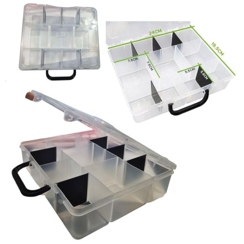 MALETIN ORGANIZADOR PLASTICO C/ 11 DIVISIONES TRANSPARENTE DA271