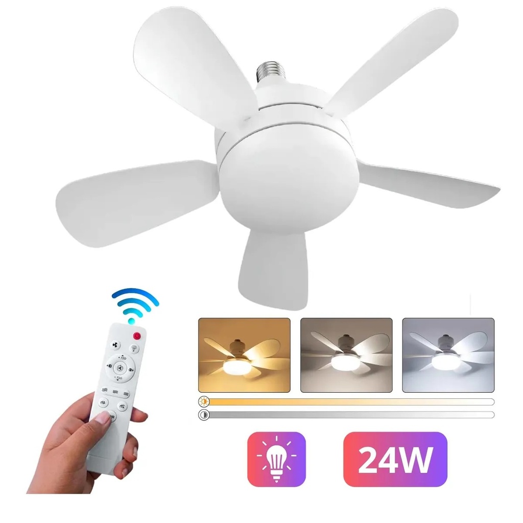 FOCO LED 20 WATTS 3 TONOS CON VENTILADOR Y CONTROL 3404 EN CAJA LED FAN