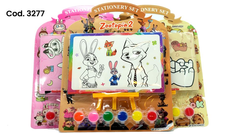 SET PARA PINTAR CON CABALLETE PERSONAJES EN BLISTER QF-103 3277