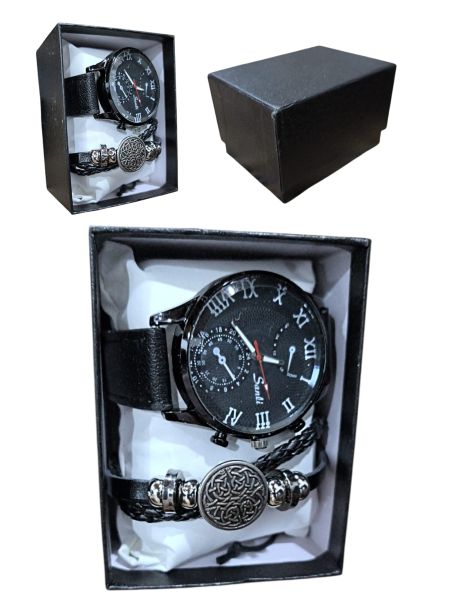 RELOJ HOMBRE CON PULSERA EN CAJA NEGRA REGALO CNW 22089