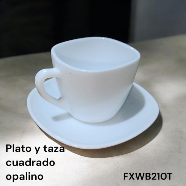 TAZA CON PLATO CUADRADO BLANCO OPALINO FXWB210T