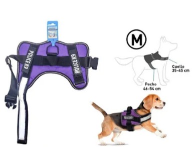 ARNES PARA PERROS POLIESTER SINTET POLICE K9 TALLE M ANILLO DE METAL 23-517B