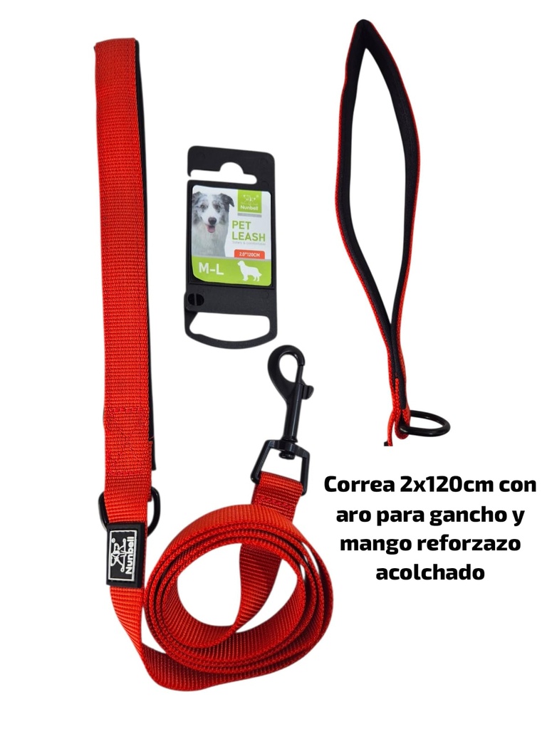 CORREA MANGO REFORZADO COLOR LISO TALLE M-L CON ARO PARA COLGAR 23-806B