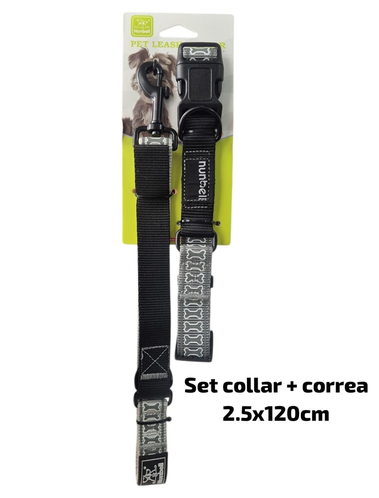 SET DE COLLAR + CORREA HUESITOS 2X120CM 23-818B
