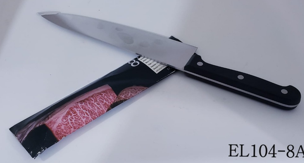 CUCHILLO DE COCINA MANGO NEGRO 2.3MM DE GROSOR EL104-8A