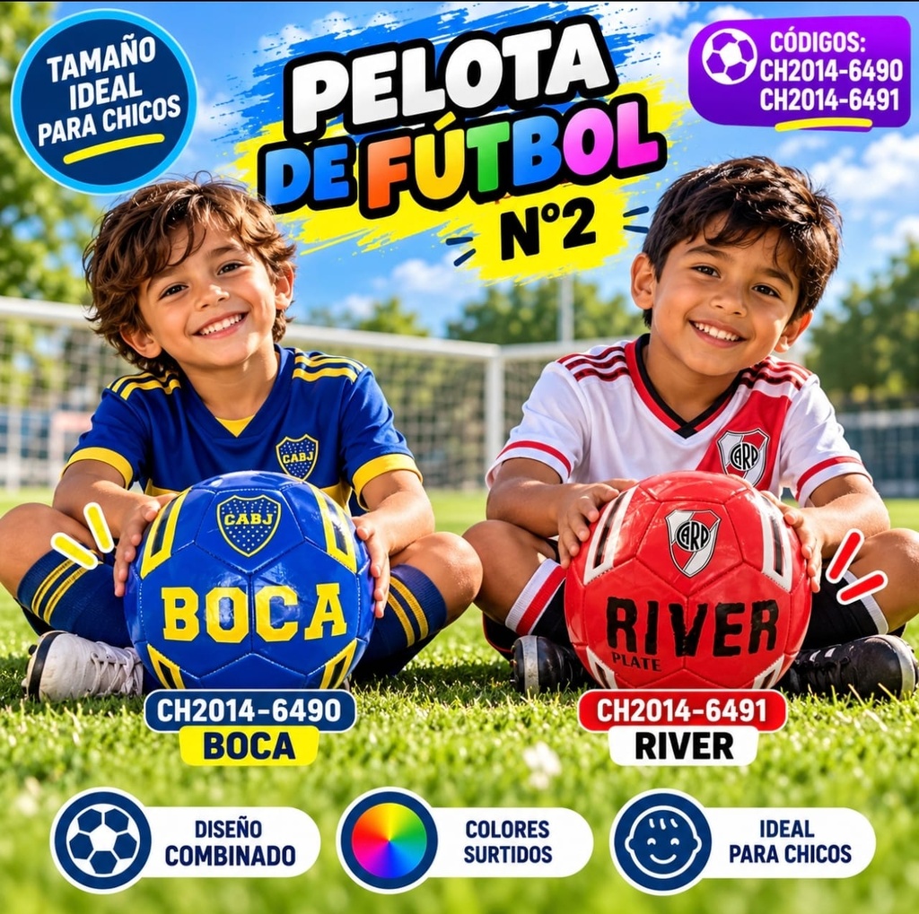 PELOTA N2 BOCA/RIVER CUERO 6490 / 6491