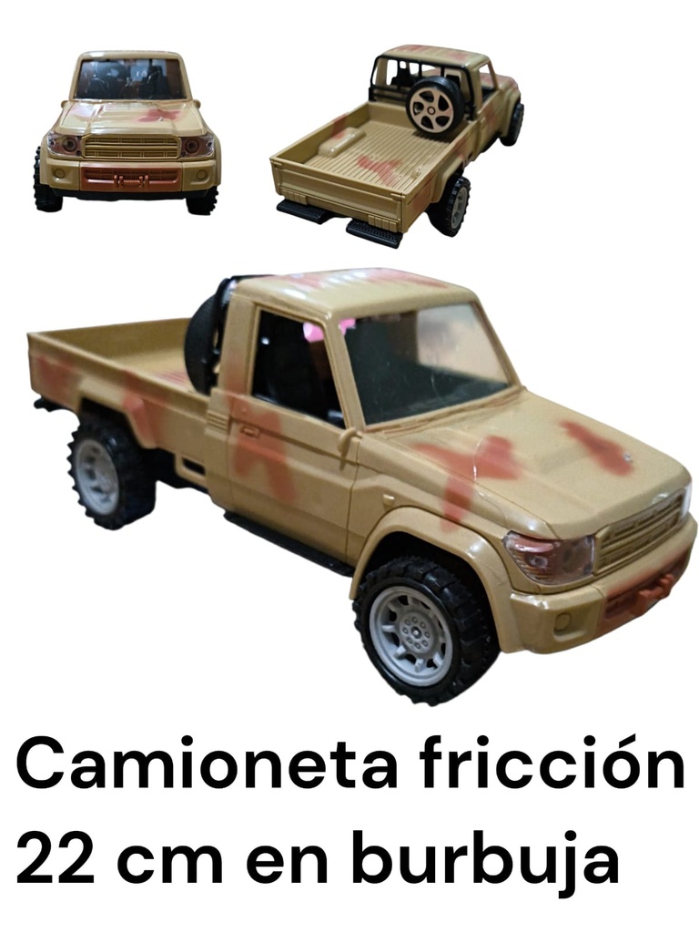 CAMIONETA UNA CABINA CAMUFLADA FRICCION EN BURBUJA 22 X 9 CM HW25160791