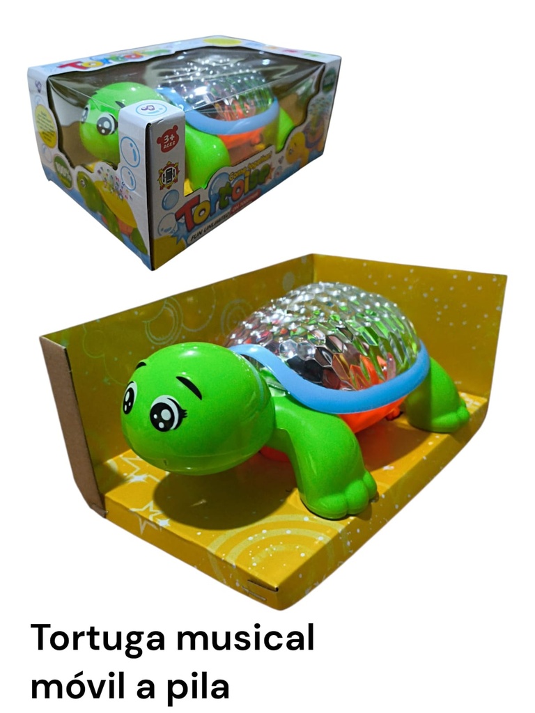 TORTUGA A PILA CON LUZ Y MOVIMIENTO PARA BEBE EN CAJA TORTOISE