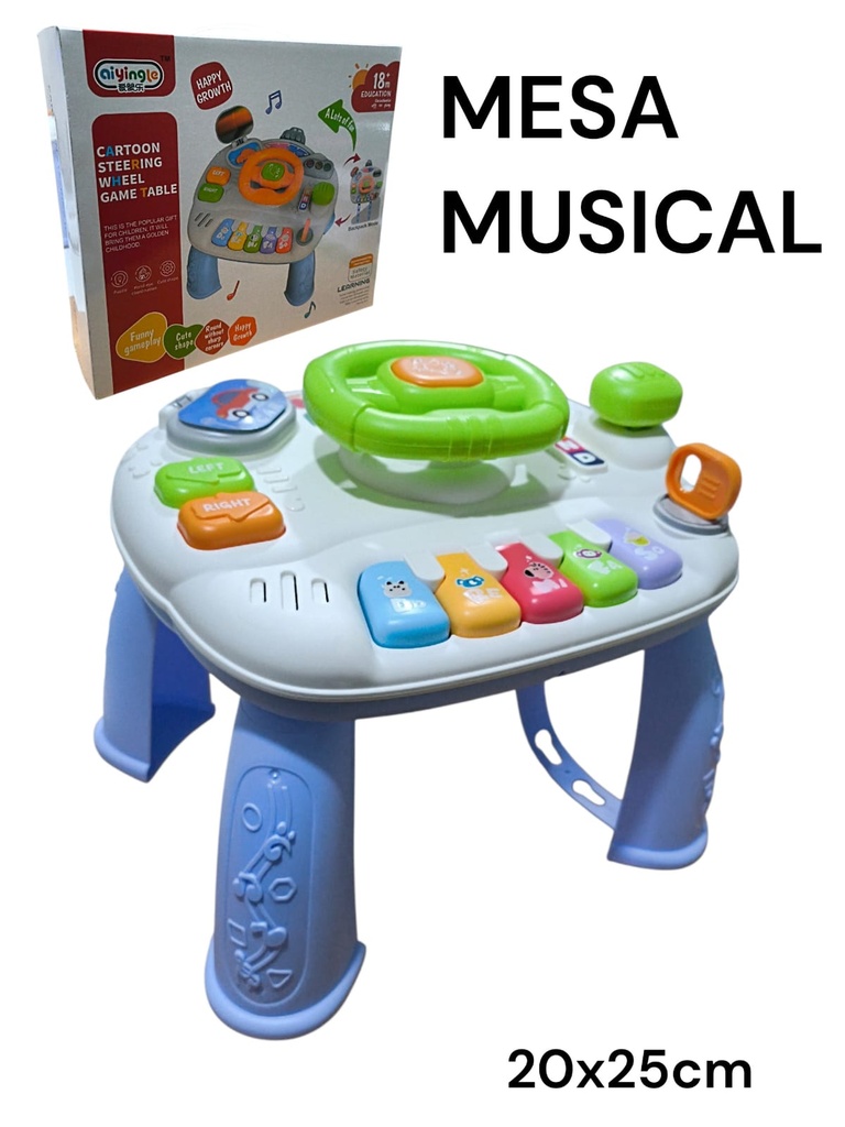 MESA MUSICAL MULTIFUNCION CON VOLANTE INFANTIL EN CAJA AIYINGLE