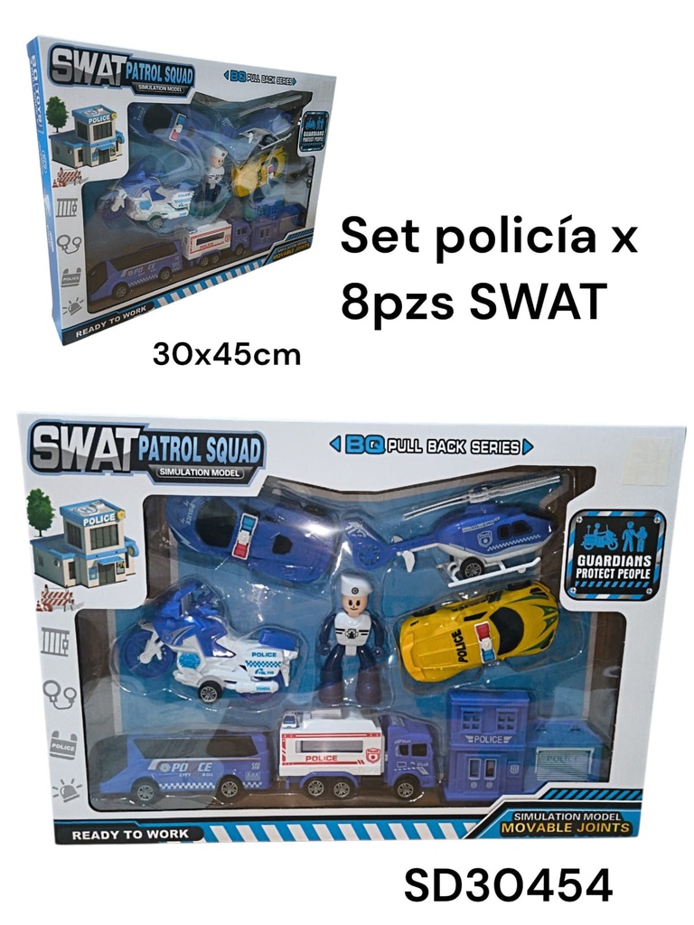 SET DE POLICIA X 8 PIEZAS EN CAJA GRANDE SWAT SD30454