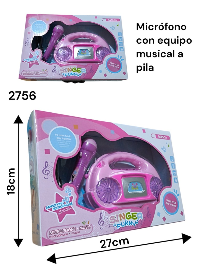 RADIOGRABADOR CON MICROFONO INFANTIL CON SONIDO A PILA EN CAJA SIGER FUNNY 2756