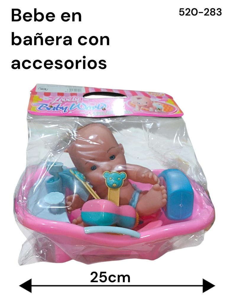 BEBE EN BAÑERA Y ACCESORIOS BABY WORLD EN BOLSA PVC 520-238