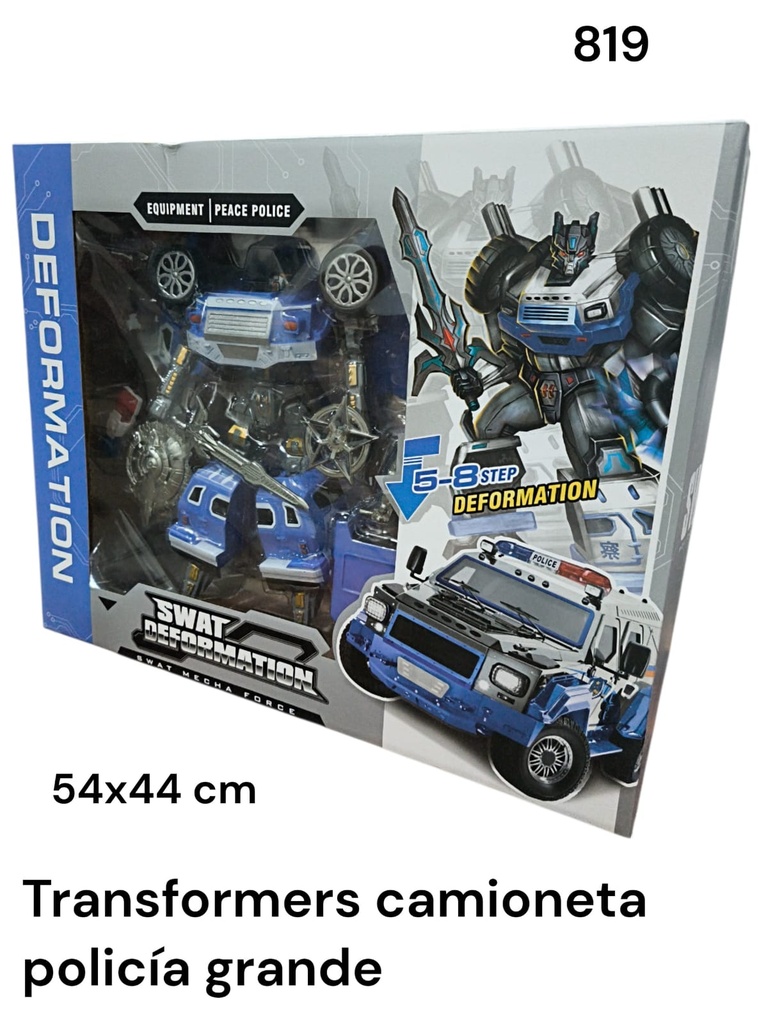 TRANSFORMER CAMIONETA POLICIA EN CAJA GRANDE SWAT DEFORMATION 819