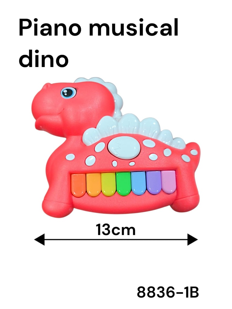 DINO PIANO MUSICAL CHICO 13 CM A PILA 8836-1B