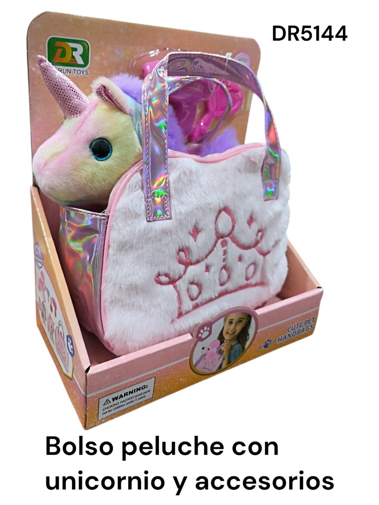 BOLSO PELUCHE EN CAJA CON UNICORNIO INFANTIL  DR5144