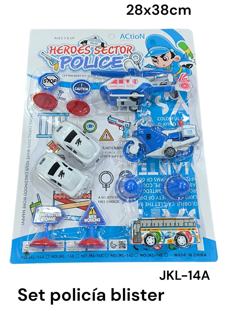 SET POLICIA BLISTER CON VEHICULOS VARIOS HEROES SECTOR JKL-14A