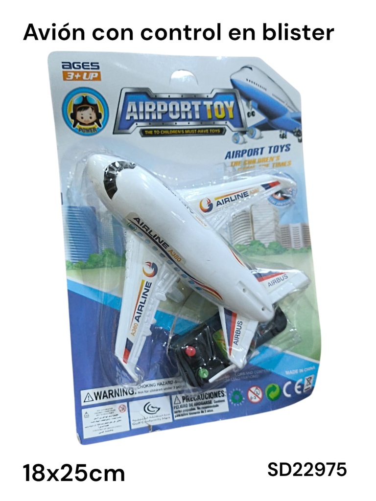 AVION EN BLISTER CON CONTROL A CABLE AIRPORT TOY SD22975