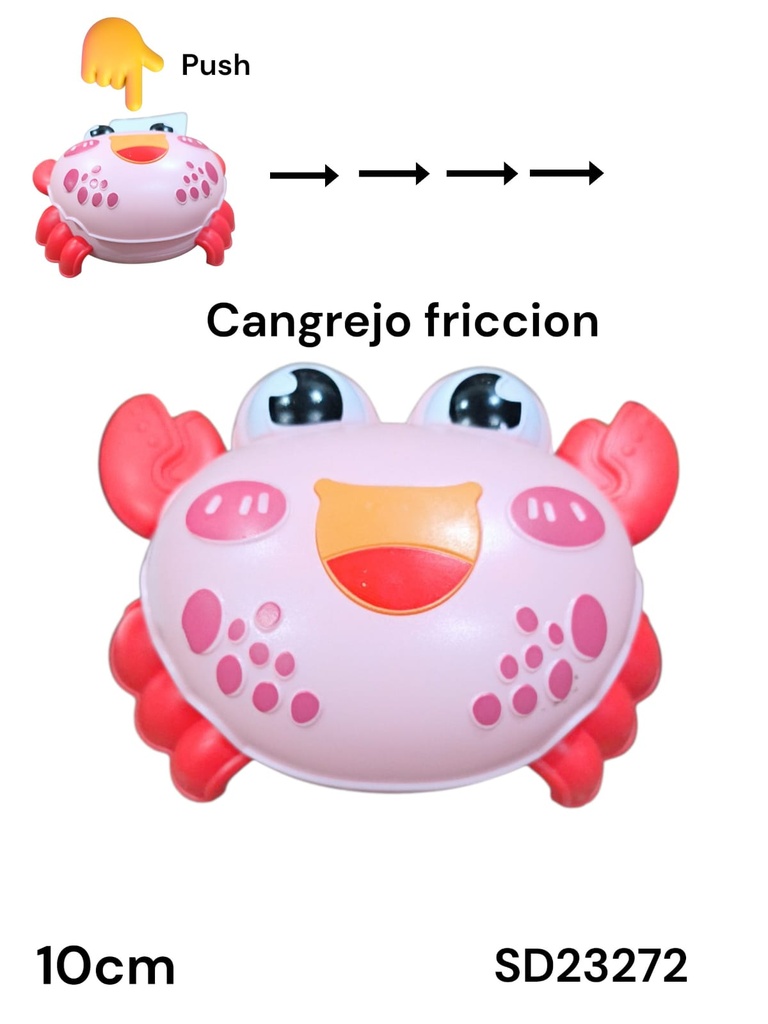 CANGREJO 10 CM A FRICCION COLOR PASTEL APRIETA Y ANDA SD 23272