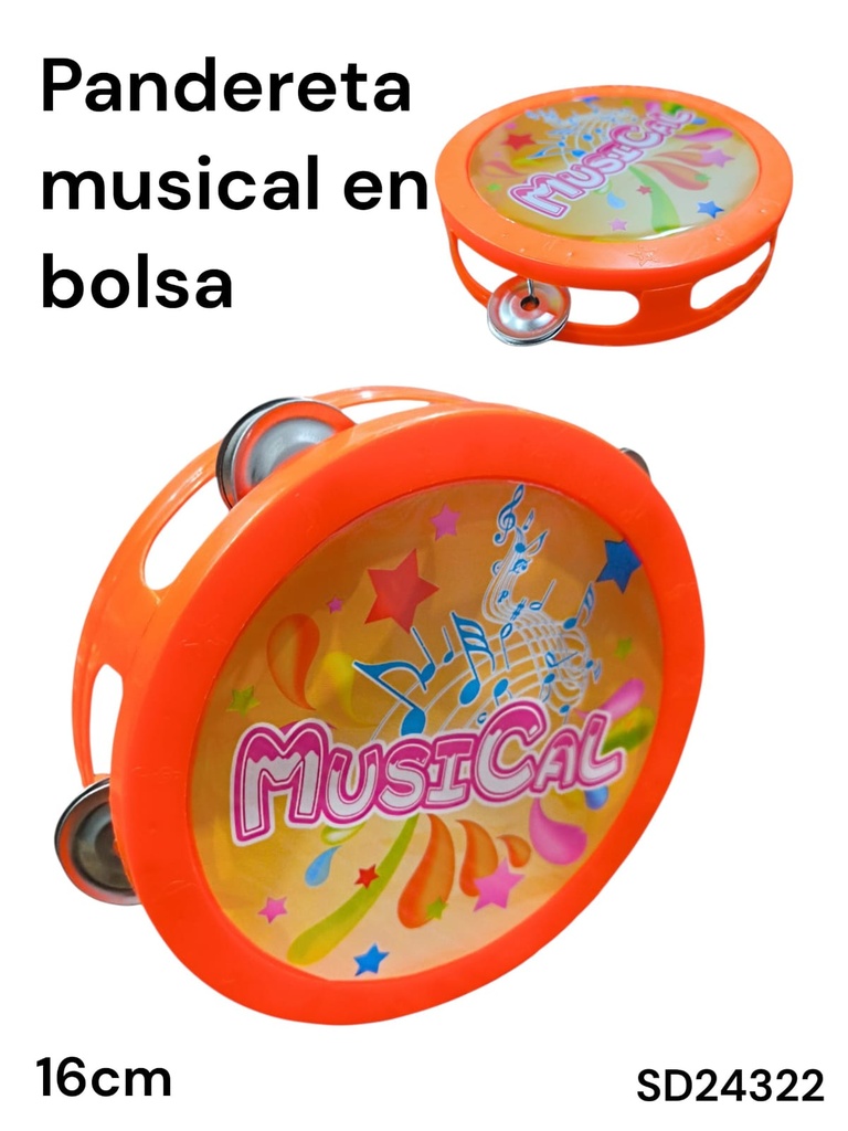 PANDERETA 16 CM MUSICAL EN BOLSA SD 24322