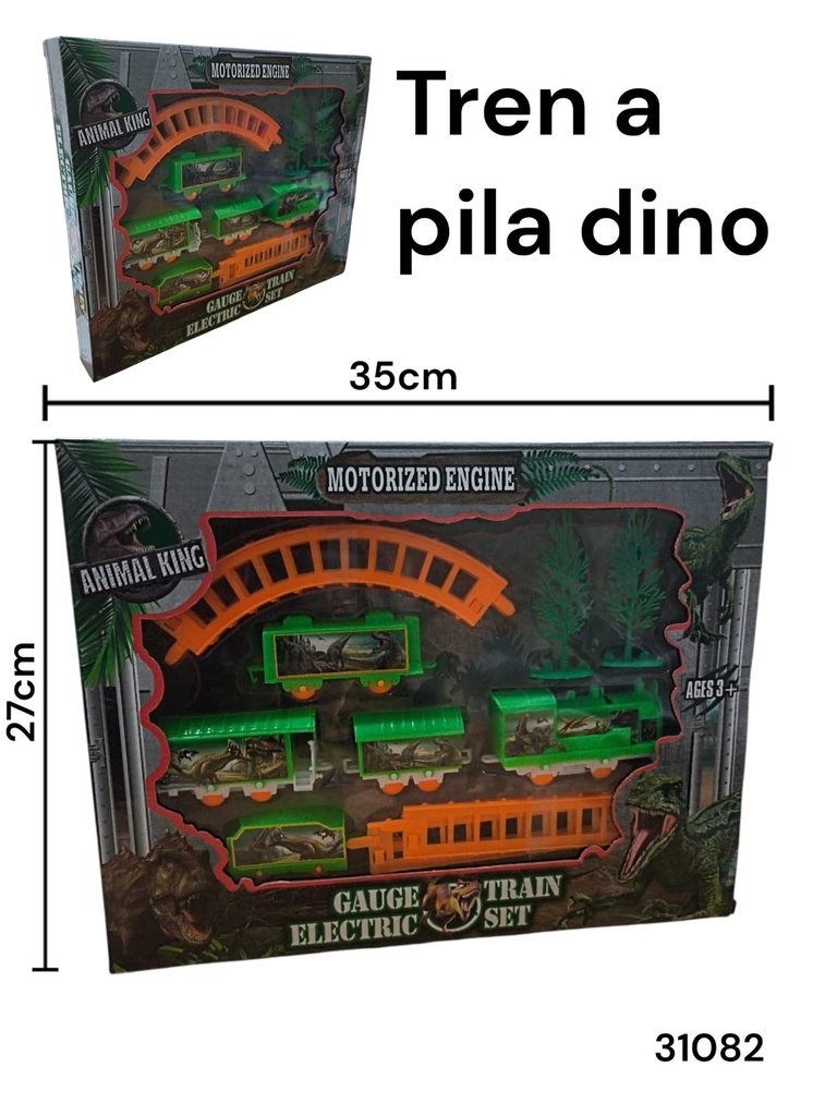 TREN EN CAJA CON RIEL A PILA DINO ANIMAL KING 31082