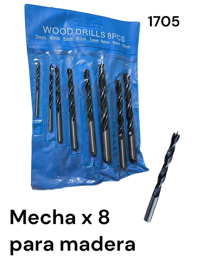 MECHA PARA MEDERA X 8 EN BOLSA 1705 WOOD DRILLS