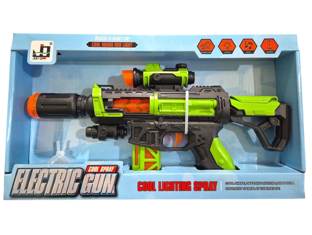 ARMA CON LUZ Y SONIDO Y VAPOR DE AGUA ELECTRIC GUN 35X17CM JY-25-552