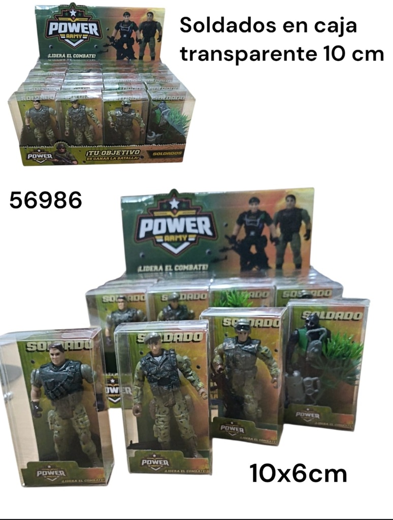 SOLDADO 10 CM MILITAR EN CAJA TRANSPARENTE 10X 6 CM POWER ARMY 56986