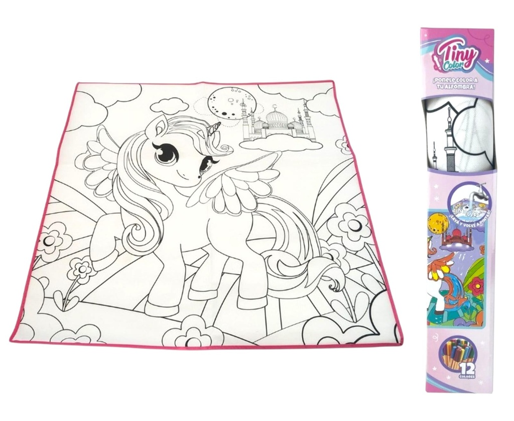 SET DE DIBUJO MAGICO LAVABLE TINY EN CAJA UNICORNIO 80X80CM