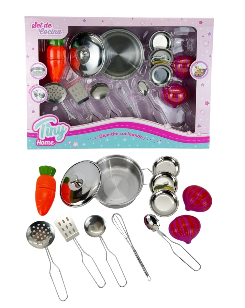 SET DE COCINA TINY HOME 12 PCS C/ VERDURAS EN CAJA 55963