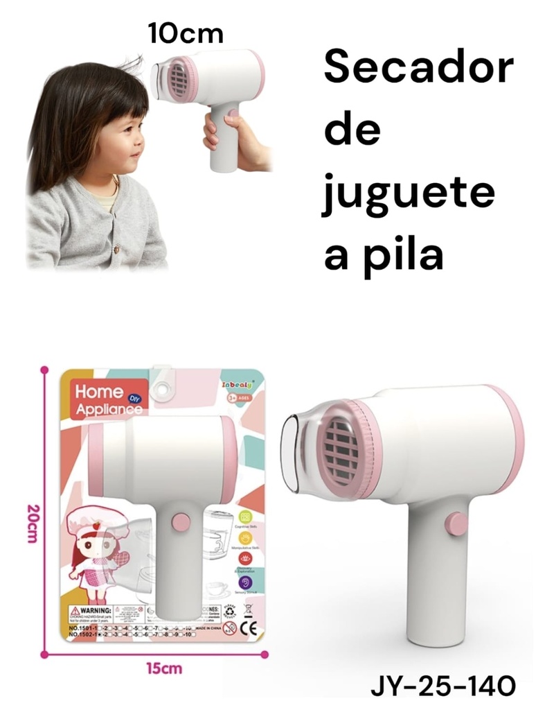 SECADOR DE PELO JUGUETE A PILA EN BLISTER HOME JY-25-140