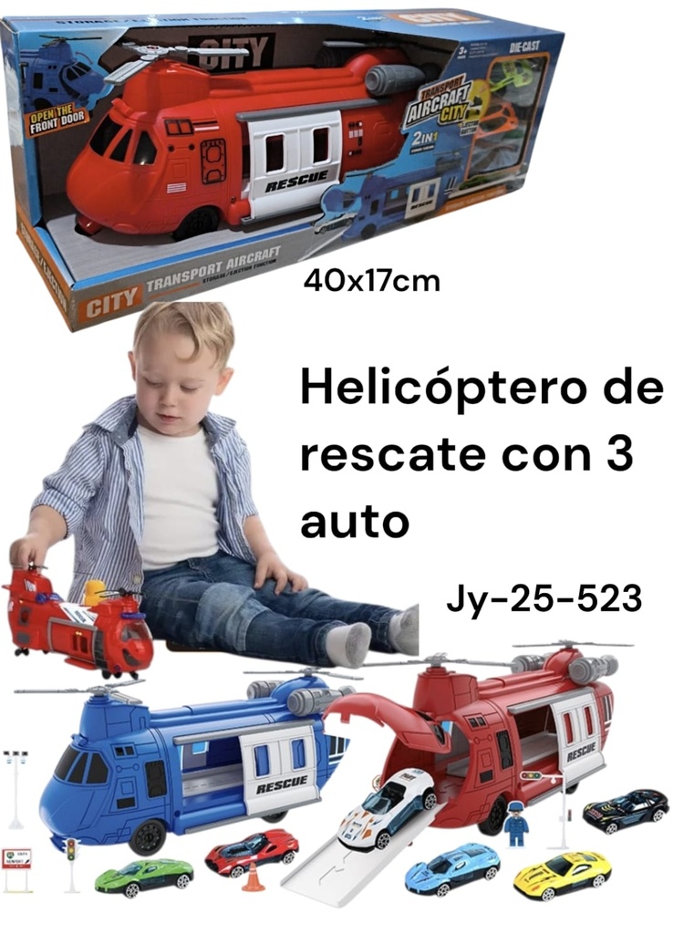 HELICOPTERO DE RESCATE CON 3 AUTO EN CAJA CITY TRANSPORT JY-25-523