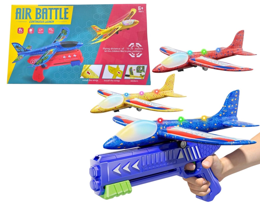 PISTOLA LANZA AVION DE TELGOPOR 30CM EN CAJA AIR BATTLE JY-26-172
