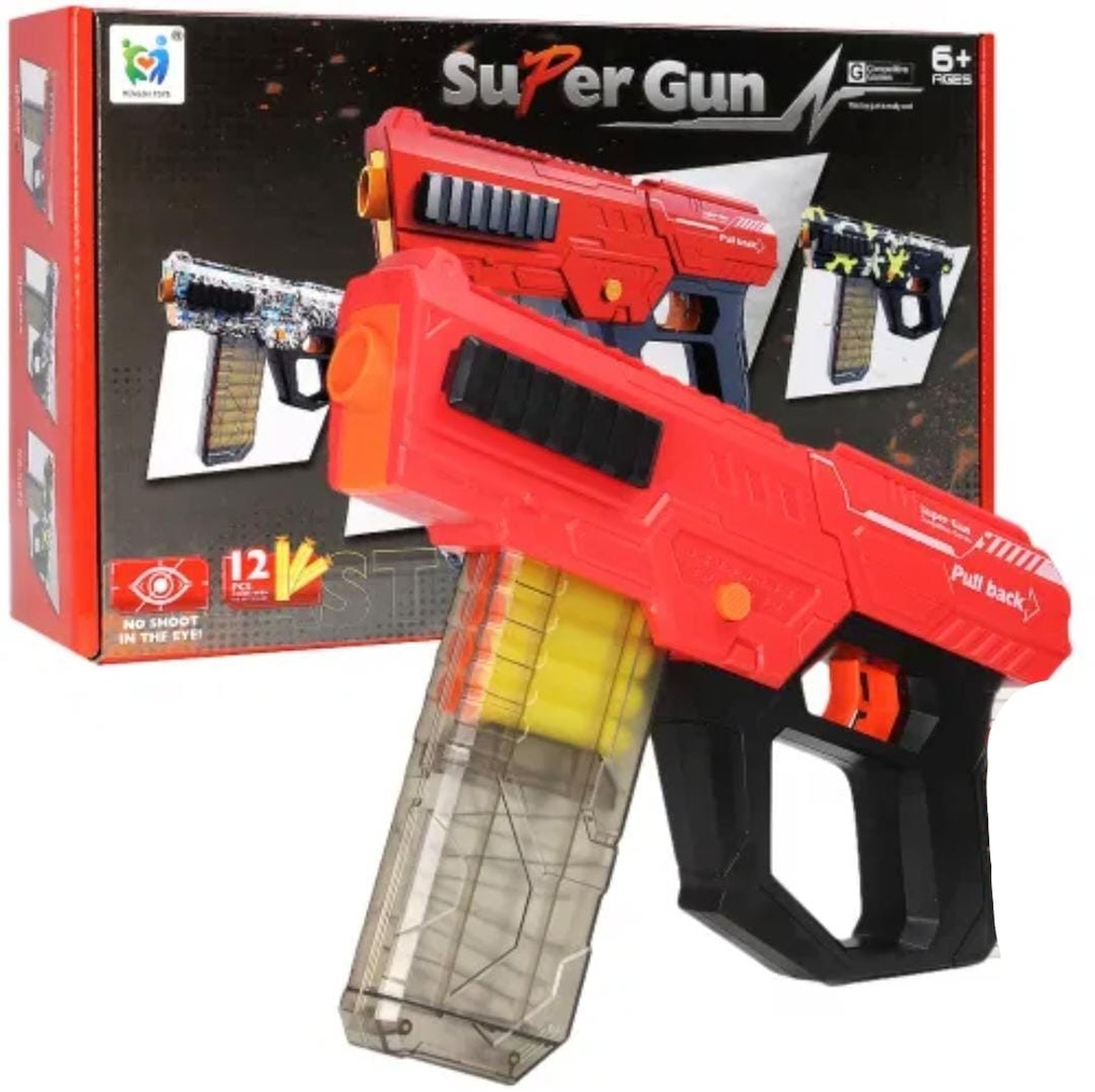 PISTOLA LANZA DARDOS X12 EN CAJA SUPER GUN JY-25-547