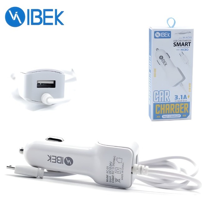 CARGADOR TIPO C PARA AUTO IBEK 3.1A IK-AC05