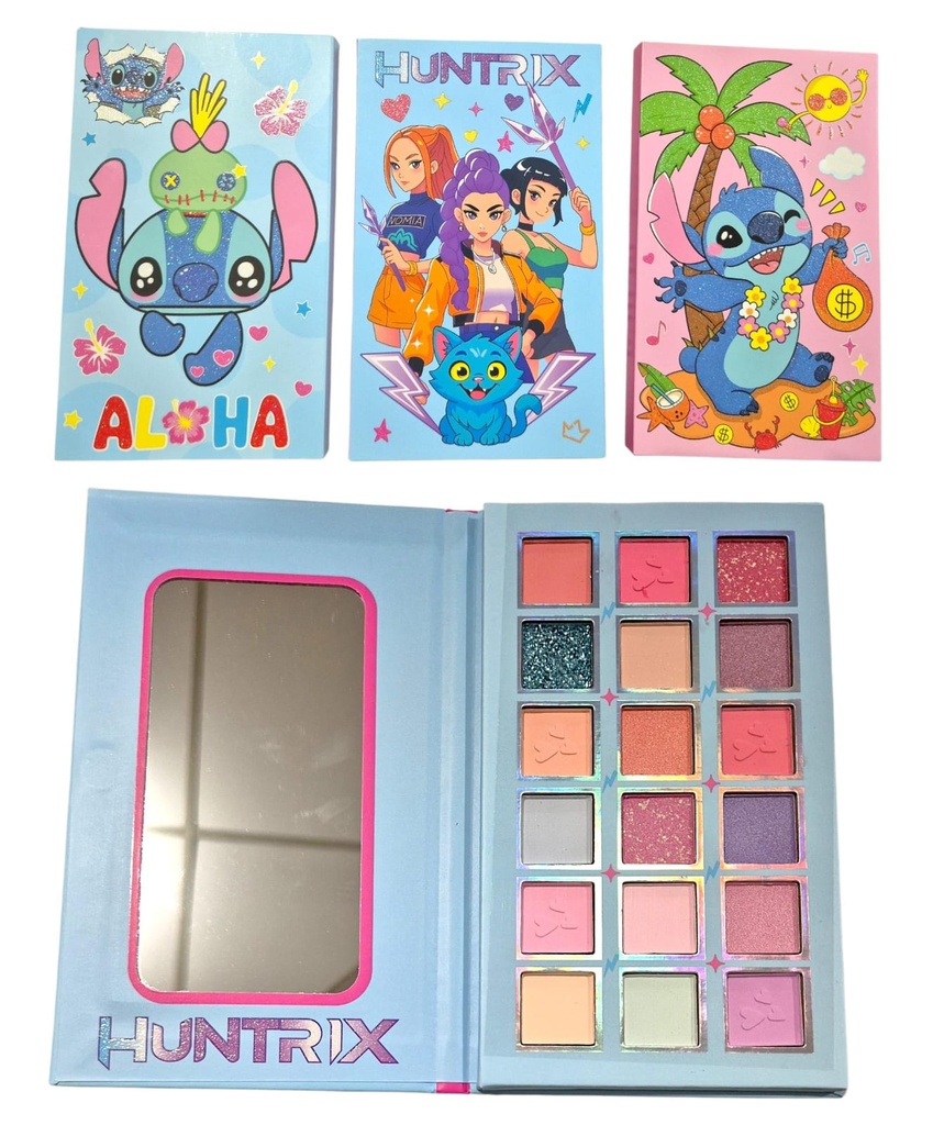 PALETA DE SOMBRAS 18 COLORES RECTANGULAR K-POP STICH 18024 18037