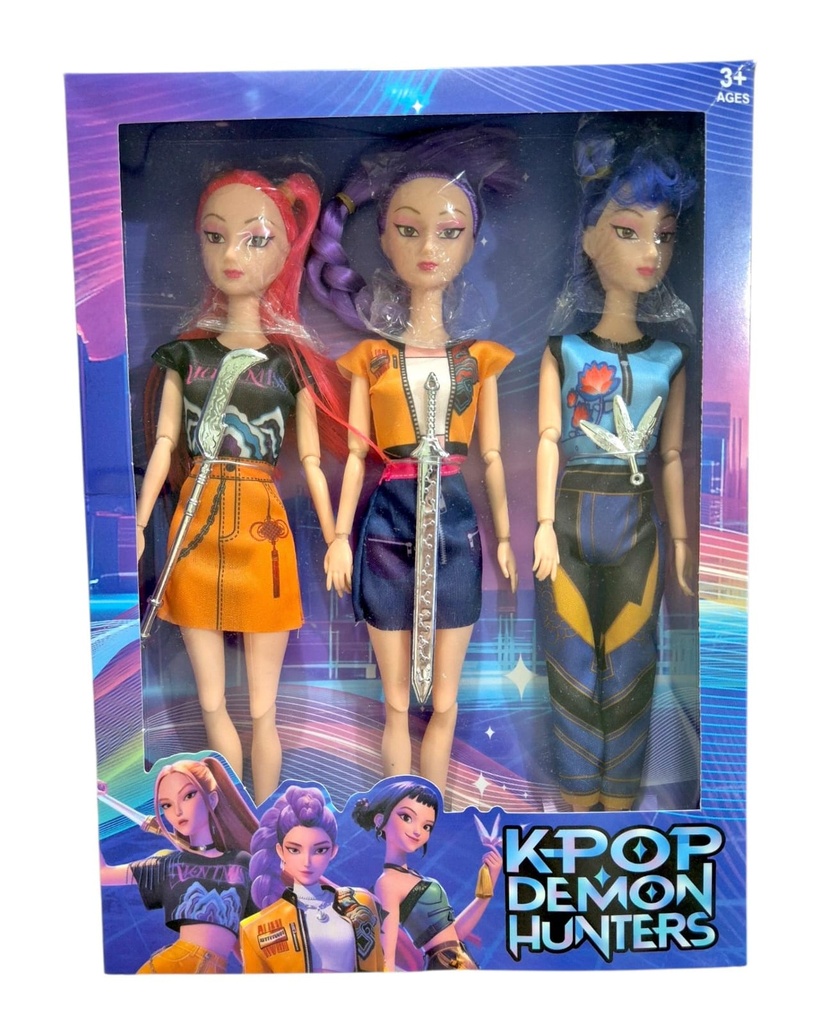 MUÑECAS K-POP ARTICULADAS X 3 C/ ACCESORIOS EN CAJA 6068