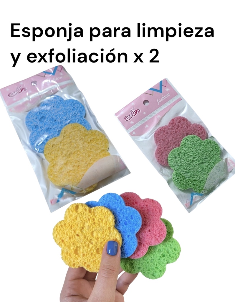 ESPONJA X 2 FLOR PARA LIMPIEZA Y EXFOLIACION EN BOLSA PUFFY IG6820